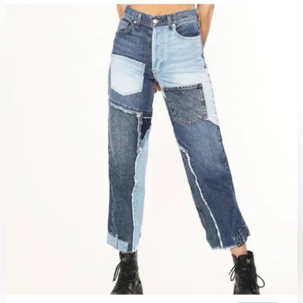 Revice Denim Patchwork Two-Tone Jeans | High Rise Straight Leg | Size 26 | NWT